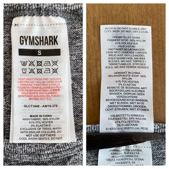GYMSHARK Flex Long Sleeve Crop Top Women Size Small Charcoal Gray Teal Trim - Picture 2 of 7